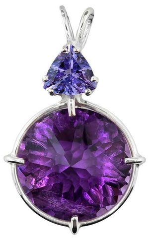 Amethyst Radiant Heart Crystal™ with Trillion Cut Tanzanite