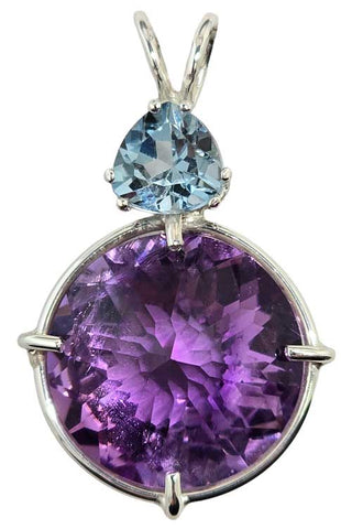 Amethyst Radiant Heart Crystal™ with Trillion Cut Blue Topaz