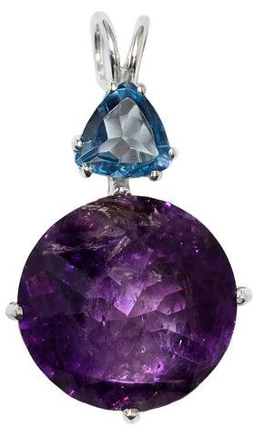 Amethyst Radiant Heart Crystal™ with Trillion Cut Blue Topaz