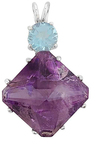 Amethyst Regular Magician Stone™ with Round Blue Topaz