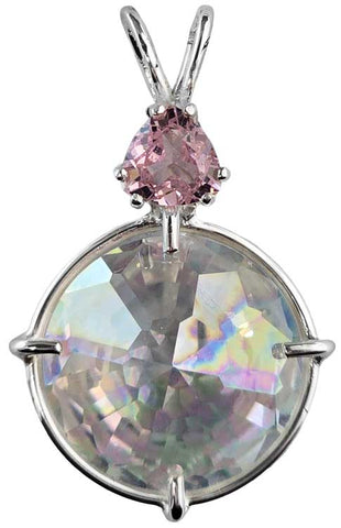 Angel Aura Radiant Heart Crystal™ with Trillion Cut Pink Garnet