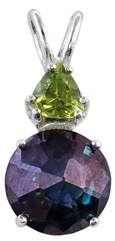 Aqua Aura Mini Radiant Heart™ with Trillion Cut Peridot
