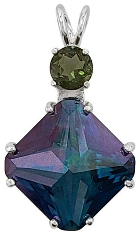 Aqua Aura Small Magician Stone™ with Round Cut Moldavite