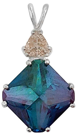 Aqua Aura Small Magician Stone™ with Trillion Cut Morganite