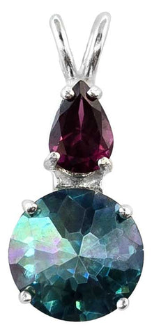 Aqua Aura Mini Radiant Heart™ with Pear Cut Rhodolite Garnet