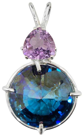 Aqua Aura Radiant Heart Crystal™ with Trillion Cut Amethyst