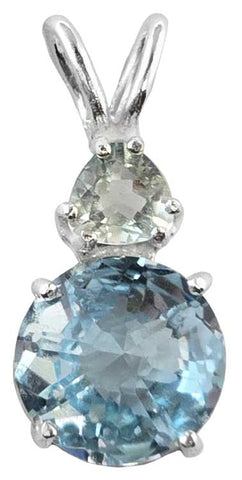 Blue Topaz Mini Radiant Heart™ with Trillion Cut Colombian Obsidian