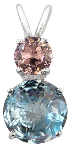 Blue Topaz Mini Radiant Heart™ with Round Cut Pink Garnet