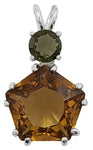 Citrine Star of Venus™ with Round Cut Moldavite