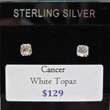 Cancer White Topaz Post Earrings