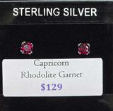 Capricorn Rhodolite Garnet Post Earrings