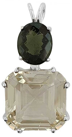 Citrine Earth Heart Crystal™ with Oval Cut Moldavite