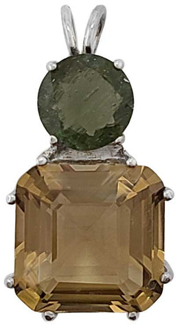 Citrine Earth Heart Crystal™ with Round Cut Moldavite