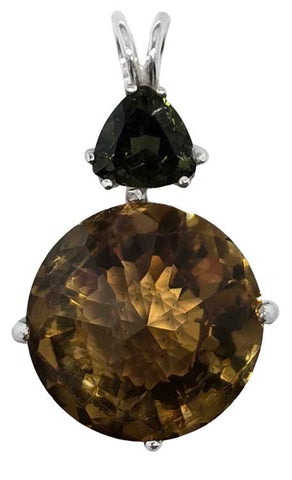 Citrine Radiant Heart Crystal™ with Trillion Cut Moldavite