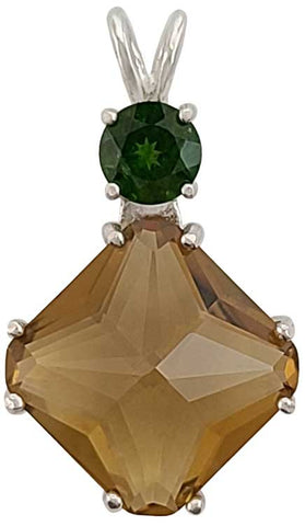 Citrine Small Magician Stone™ with Round Cut Chrome Diopside