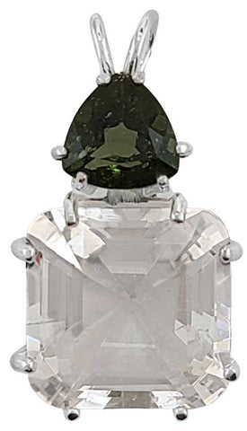 Clear Quartz Earth Heart Crystal™ with Trillion Cut Moldavite