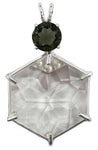 Clear Quartz Flower of Life™ with Round Cut Moldavite