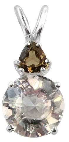 Clear Quartz Mini Radiant Heart™ with Trillion Cut Citrine