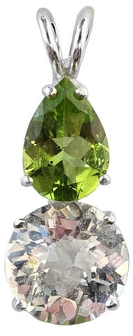 Clear Quartz Mini Radiant Heart™ with Pear Cut Peridot