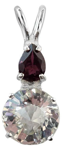 Clear Quartz Mini Radiant Heart™ with Pear Cut Rhodolite Garnet