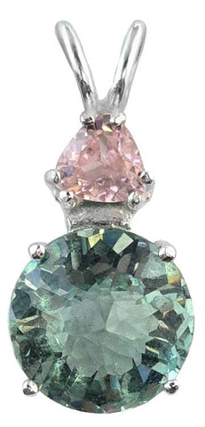Colombian Obsidian Mini Radiant Heart™ with Trillion Cut Pink Garnet