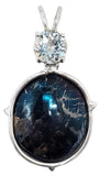 Covellite with Round Cut Aquamarine