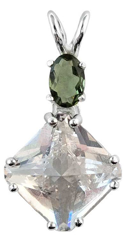 Danburite Mini Magician Stone™ with Oval Cut Moldavite