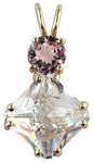 Danburite Mini Magician Stone™ with Round Cut Pink Tourmaline 14k Gold