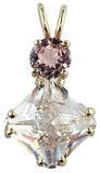 Danburite Mini Magician Stone™ with Round Cut Pink Tourmaline 14k Gold