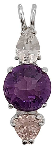 Siberian Purple Quartz Mini Radiant Heart™ with Danburite & Morganite