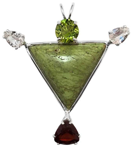 Gaspeite with Peridot, Danburite & Hessonite Garnet