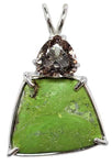 Gaspeite with Trillion Cut Silver Tourmaline