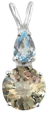 Golden Labradorite Mini Radiant Heart™ with Pear Cut Blue Topaz