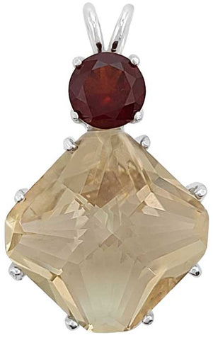 Golden Labradorite Regular Magician Stone™ with Round Cut Hessonite Garnet