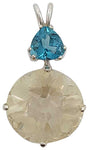 Golden Labradorite Radiant Heart Crystal™ With Trillion Cut Tibetan Blue Obsidian