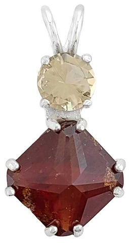 Hessonite Garnet Mini Magician Stone™ with Round Cut Citrine