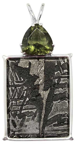 Meteorite with Trillion Cut Moldavite