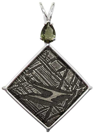 Meteorite with Pear Cut Moldavite