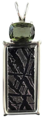 Meteorite with Cushion Cut Moldavite