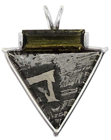 Meteorite with Tourmaline Cut Moldavite