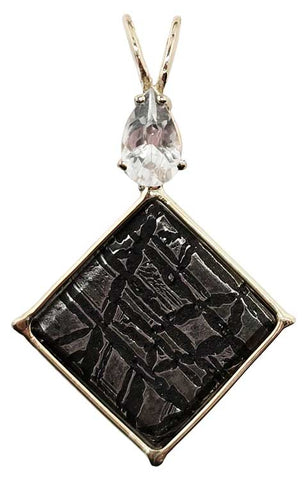 Meteorite with Pear Cut Phenacite 14k