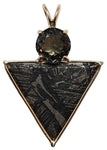 Meteorite with Round Cut Silver Tourmaline 14k Gold