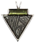 Meteorite with Tourmaline Cut Moldavite