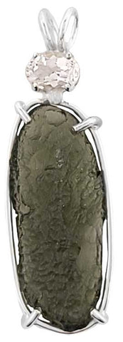 Moldavite with Oval Cut Phenacite Free Form