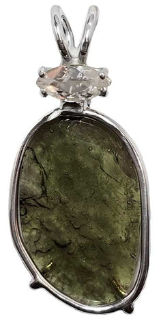 Moldavite with Marquise Cut Phenacite