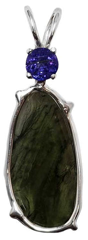 Moldavite with Round Cut Tanzanite