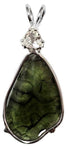 Moldavite with Trillion Cut Phenacite