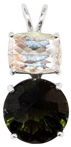 Moldavite Super Nova™ with Cushion Cut Phenacite