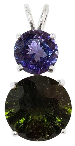 Moldavite Super Nova™ with Round Cut Tanzanite