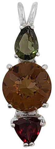 Citrine Mini Radiant Heart™ with Moldavite & Garnet